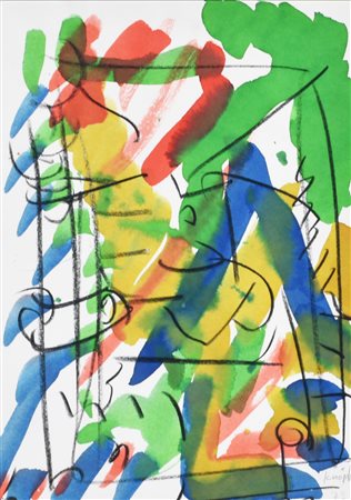 Claudio Knopfli SENZA TITOLO tecnica mista su carta, cm 35x25 firma e data...