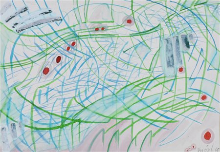 Claudio Knopfli SENZA TITOLO tecnica mista su carta, cm 25x35 firma