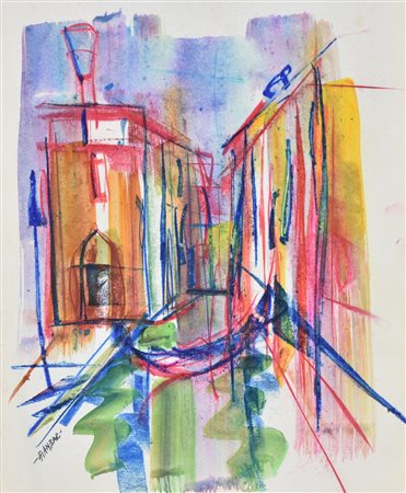 GIANBAR (Gianni Baretta) RIO VAN AXEL tecnica mista su carta, cm 35x25 firma...