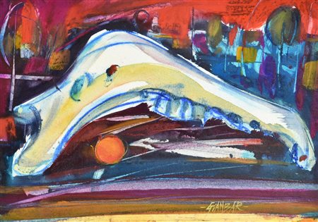 GIANBAR (Gianni Baretta) NATURA MORTA CON MANDIBOLA tecnica mista su...