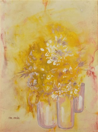 Paul Callins FIORI DI CAMPO tempera su carta Fabriano, cm 66x49 firma