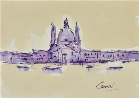 Alessandro Camozzi CHIESA DEL REDENTORE tecnica mista e vino rosso Cabernet...