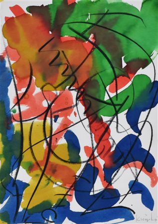 Claudio Knopfli SENZA TITOLO tecnica mista su carta, cm 35x25 firma