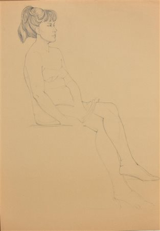 Corvo Ponte RITRATTO FEMMINILE matita su carta, cm 70x50 retro: firma e...