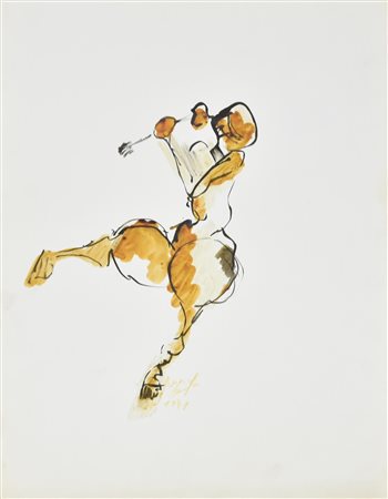 Piero Cerato FAUNO tecnica mista su carta, cm 52x40 firma e data sul retro:...