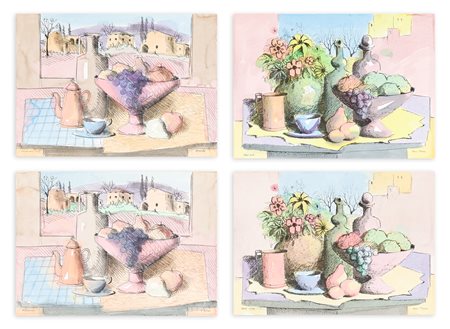 PAOLO TOSCHI (1938) - Lotto unico composto da 4 litografie