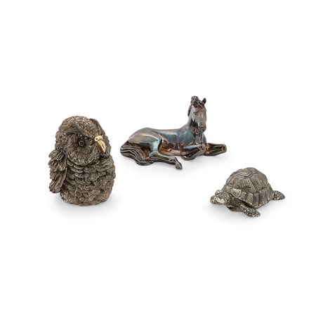 Lotto di tre soprammobili in argento 925