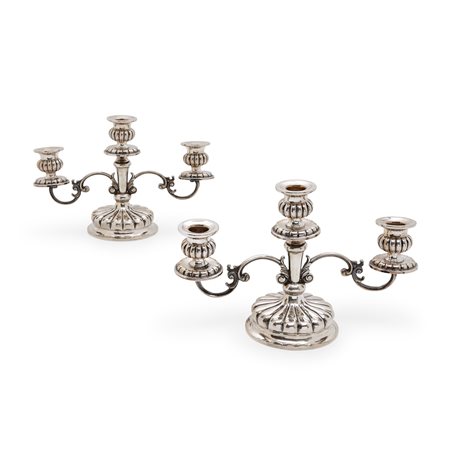 Due candelabri in argento, Italia XX secolo