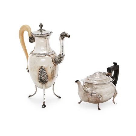 Caffettiera e teiera in argento, XX secolo