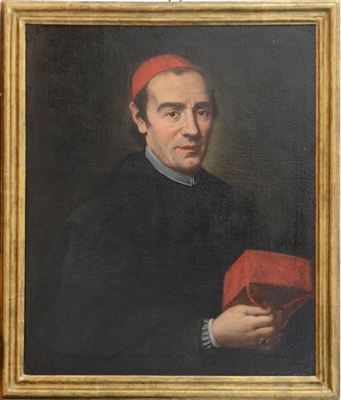 Scuola del secolo XVIII "Ritratto di cardinale" olio su tela (cm 73x60,5). In c