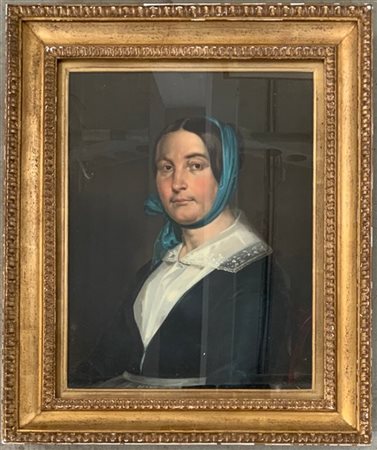 Ignoto del XIX Secolo "Ritratto femminile" olio su tela (cm 57x45.5) Al retro: