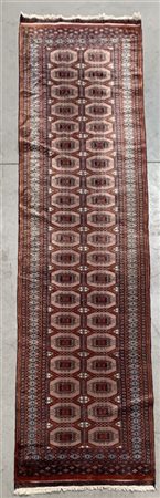 Tappeto passatoia Boukhara, Pakistan, secolo XX (cm 306x80) (lievi difetti)