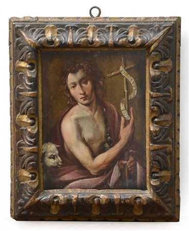 Seguace di Tanzio da Varallo "San Giovanni Battista" antico dipinto ad olio su