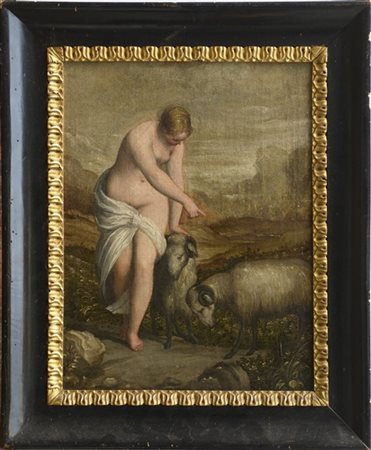 Scuola del secolo XVII "Allegoria della lussuria" olio su tela (cm 45,5x35,5).
