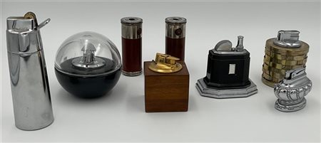 RONSON, ROSENTHAL e anonimi
Lotto di otto accendini da tavolo di forme e materi