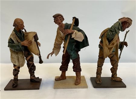 Celestino e Filippina Sangiuliano, Palermo Tre figure da presepe in terracotta e