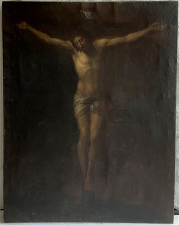 Ignoto "Crocifissione" antico dipinto ad olio su tela (cm 97x75)

(difetti e re