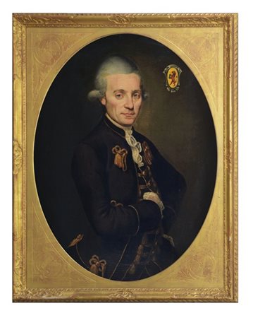 Scuola della seconda metà del secolo XVIII "Ritratto di gentiluomo" olio su tel
