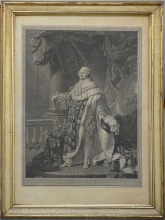 Coppia di incisioni del secolo XIX raffiguranti Luigi XVI e Lugi XVIII (cm 69x5