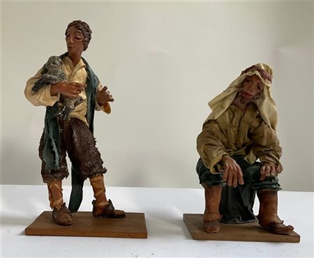 Celestino e Filippina Sangiuliano, Palermo Due figure da presepe in terracotta e