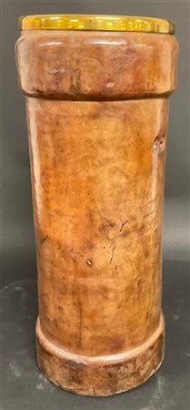 Porta ombrelli rivestito in cuoio con ghiera in ottone( h cm52) (difetti)