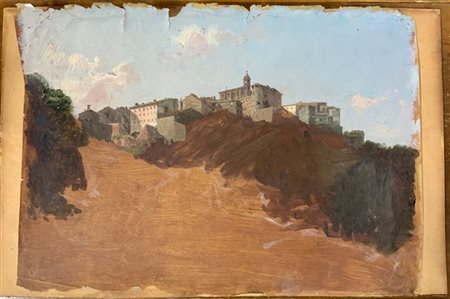 Gaetano Gariboldi (Attribuito) "Paesaggi" due tecniche miste su carta applicata