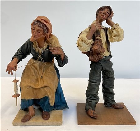 Celestino e Filippina Sangiuliano, Palermo Due figure da presepe in terracotta e
