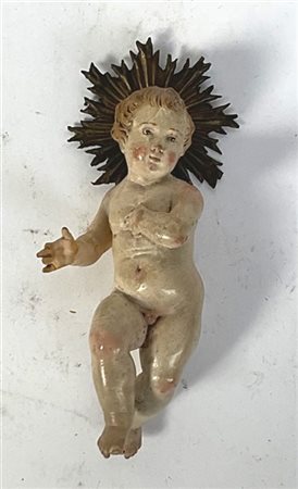 Arte popolare, inizio secolo XX "Gesù bambino" figura da presepe in terracotta