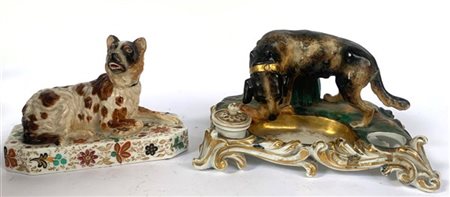 Manifatture diverse del secolo XIX , lotto composto da un calamaio in porcellan