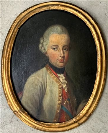 Scuola del secolo XVIII "Ritratto di Giuseppe II d'Asburgo" olio su tela ovale