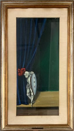 Gaetano Tanzi "Fine del Paladino" olio su tela (cm 70x30) Firmato in basso a sin