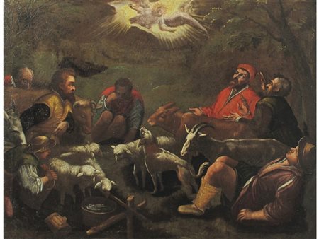 Bottega di Francesco Bassano (1549-1592) Annunciazione ai pastori Olio su...