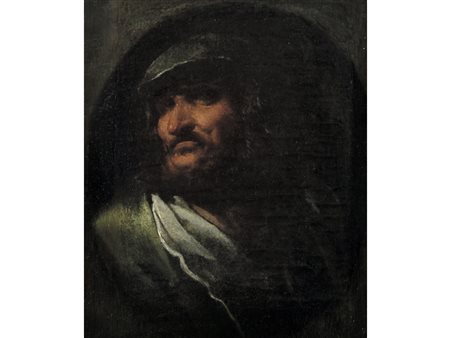 Scuola romana XVII secolo Ritratto di condottiero Olio su tela Misure 24x20 cm