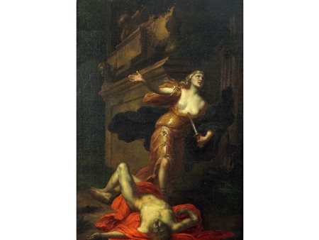 XVIII secolo Morte di Lucrezia Olio su tela Misure 57x40 cm