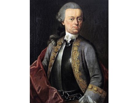 Scuola lombarda XVIII secolo Nobiluomo Olio su tela Misure 83x64 cm