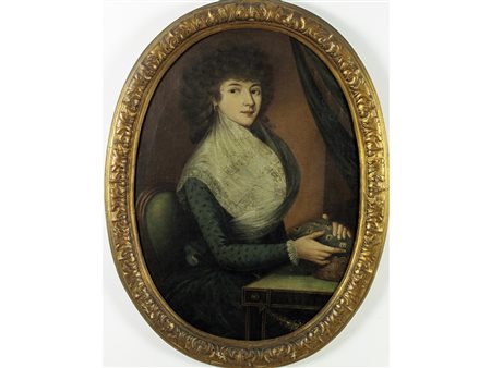 Scuola lombarda XVIII secolo Nobildonna Olio su tela Misure 85x61 cm
