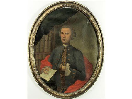 Scuola lombarda XVIII secolo Ritratto di nobiluomo Olio su tela Misure 102x79 cm