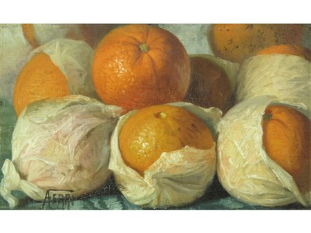 Augusto Ferri (Bologna 1829-Pesaro 1895) Natura morta con arance Olio su...