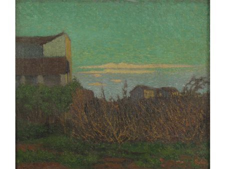 Carlo Erba (Milano 1884–1917) Paesaggio Olio su cartone telato Firmato Misure...