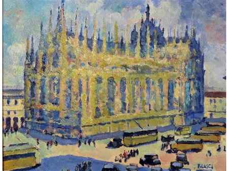 Anselmo Bucci (Fossombrone, 1887-Monza, 1955) Duomo di Milano Olio su tavola...