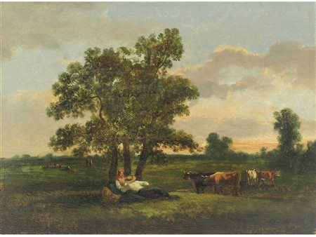 Anonimo (XIX secolo) Paesaggio Olio su tavola Senza cornice Misure 23,8x32,8 cm