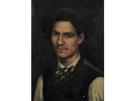 Anonimo (XIX secolo) Ritratto maschile Olio su tela Misure 53x39 cm