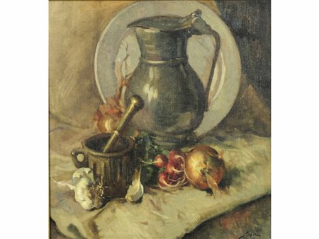 Mario Lisa (Torino 1908-1992) Natura Morta Olio su tela Firmato Misure 58x54 cm