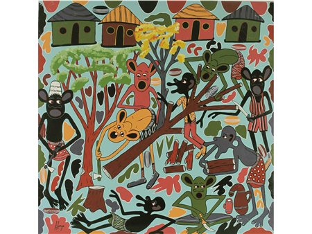 George Lilanga (Kikwetu 1934–Dar es Salaam 2005) Senza titolo Olio su tela...