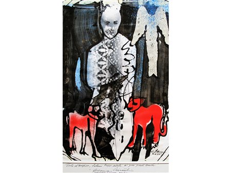 Elena Crisanti Voli d’angelo, felini rossi alati ai suoi piedi nudi Tecnica...