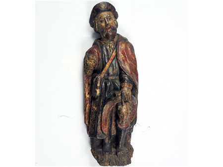 Italia del nord XVII secolo San Rocco Legno policromo Altezza 59 cm