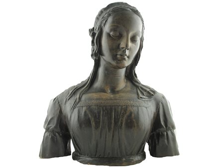Scuola francese Fine XIX secolo Busto di fanciulla Terracotta Altezza 46 cm