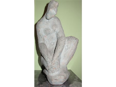 Domenico Lusetti (Brescia 1908-1971) Nudo di donna Terracotta Firmato Altezza...
