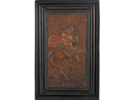 XVII secolo Cavaliere Bassorilievo Legno Misure 35,5x22,5 cm