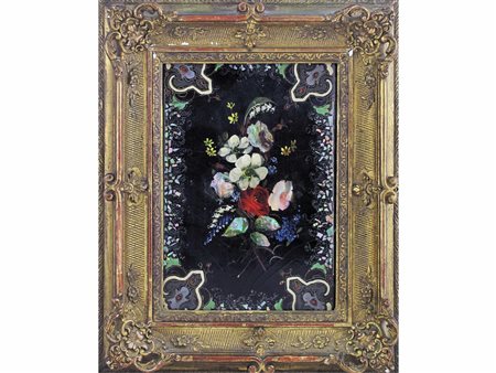 Francia (XIX secolo) Epoca Napoleone III Fiori Lacca Misure 23x17 cm